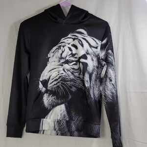 Kids Black and White Tiger Graphic Hoodie